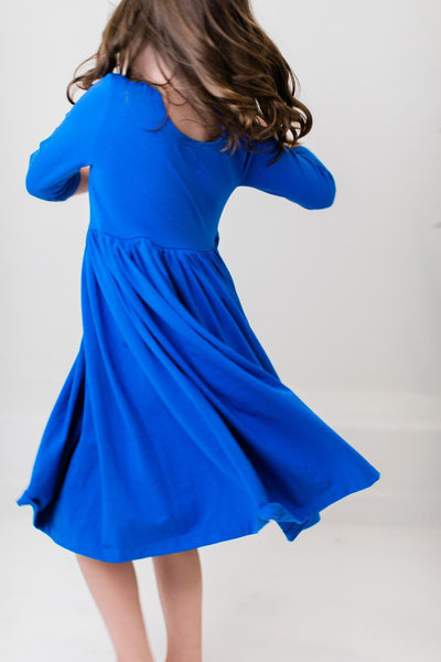 Mila & Rose:  Royal Blue 3/4 Pocket Twirl Dress