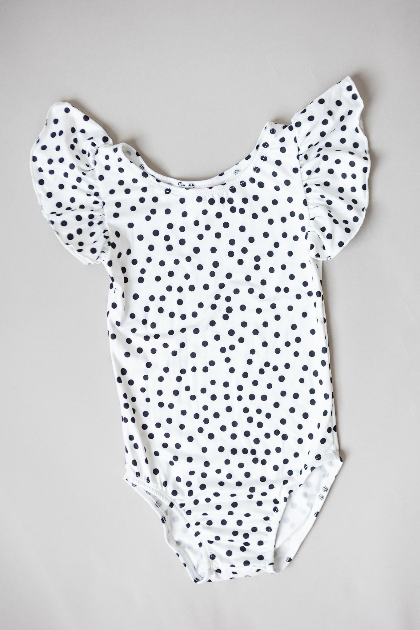 Mila & Rose:  Scattered Dot S/S Flutter Sleeve Leotard