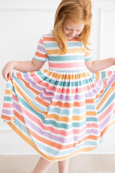 Mila & Rose:  Spring Stripes S/S Pocket Twirl Dress