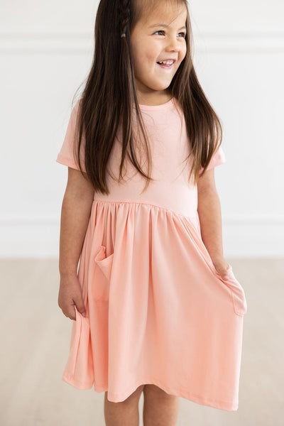 Mila & Rose:  Peach S/S Pocket Twirl Dress