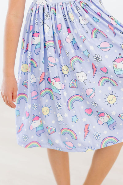 Mila & Rose:  Galactic Unicorns S/S Pocket Twirl Dress