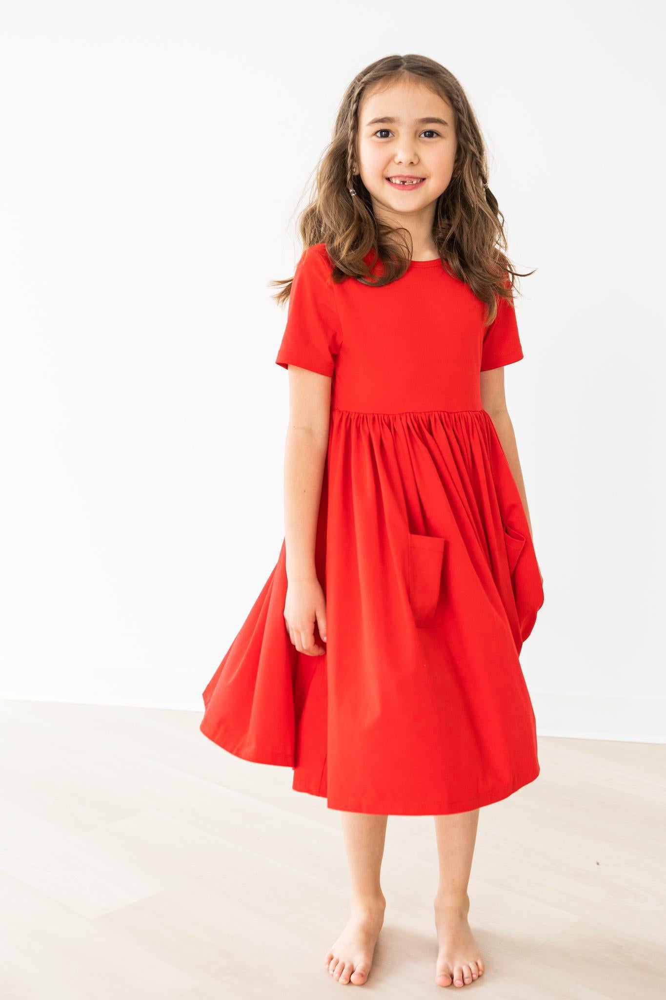 Mila & Rose:  Red S/S Pocket Twirl Dress