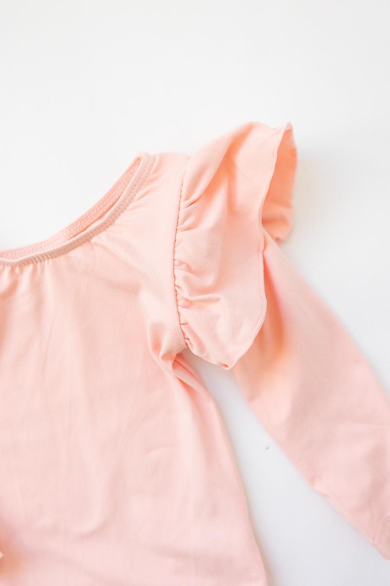 Mila & Rose:  Peach L/S Flutter Sleeve Leotard