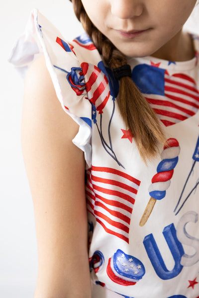 Mila & Rose:  SALE Party in the USA S/S Ruffle Tee