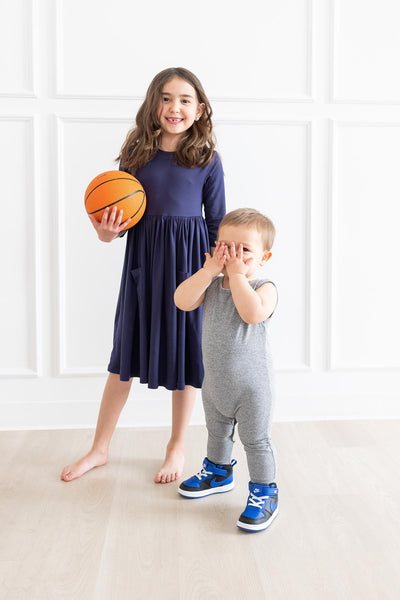 Mila & Rose:  Navy 3/4 Pocket Twirl Dress