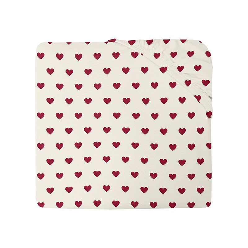 Kickee Pants Grow-with-Me Twin to Full Fitted Sheet: Natural Hearts