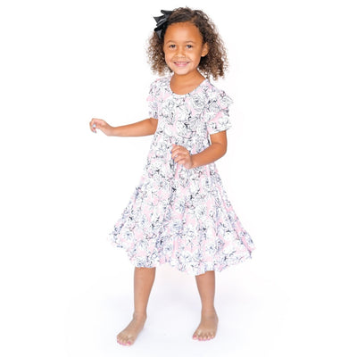 Laree + Co:  Allie Floral Bamboo Ruffle Spin Dress