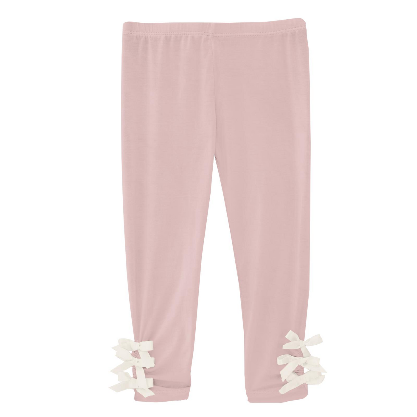 Kickee Pants Leggings with Bows: Baby Rose with Natural