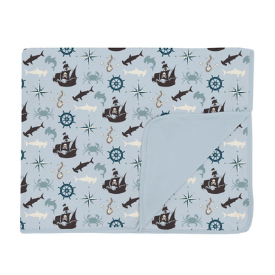 Kickee Pants Toddler Blanket: Illusion Blue Pirate Adventure