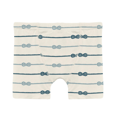 Kickee Pants Boy's Boxer Brief Set of 3: Stormy Sea Splashing Whales, Peacock & Natural Boat Rope