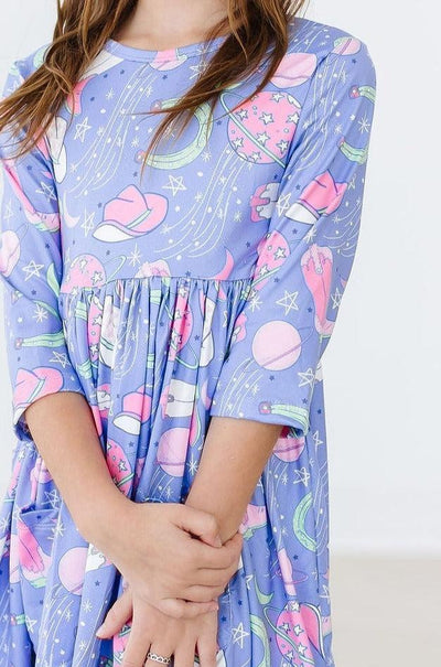 Mila & Rose:  Neon Moon 3/4 Sleeve Pocket Twirl Dress