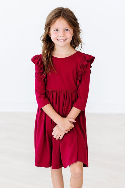 Mila & Rose:  Burgundy Ruffle Twirl Dress