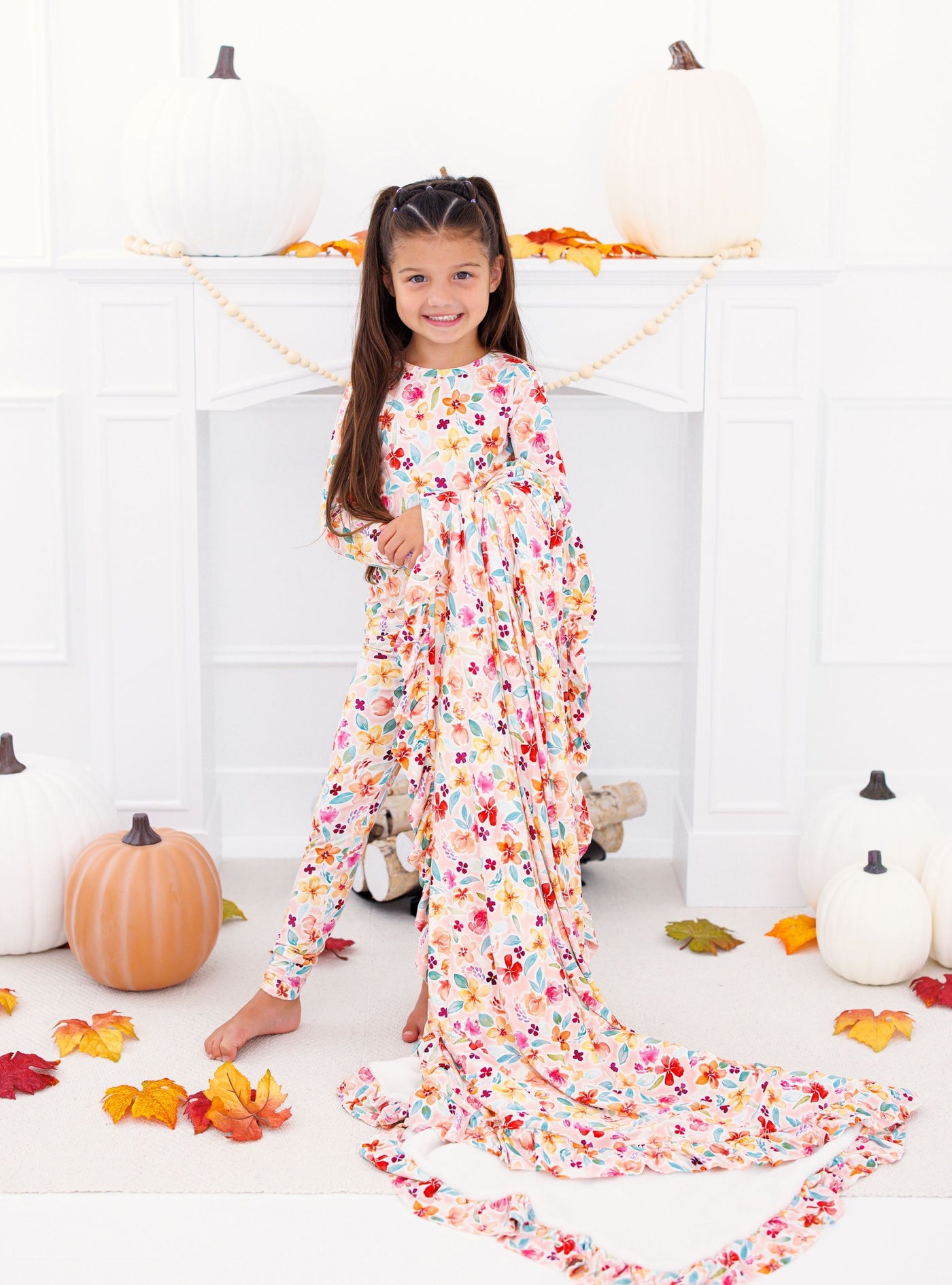 Birdie Bean Toddler Ruffle Plush Blanket: Pearl