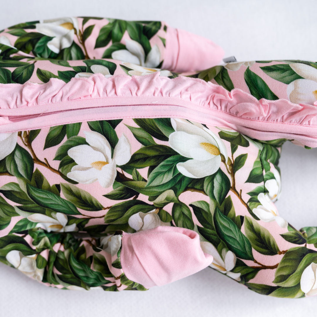 Laree + Co:  Magnolia Bamboo Ruffle Convertible Footie