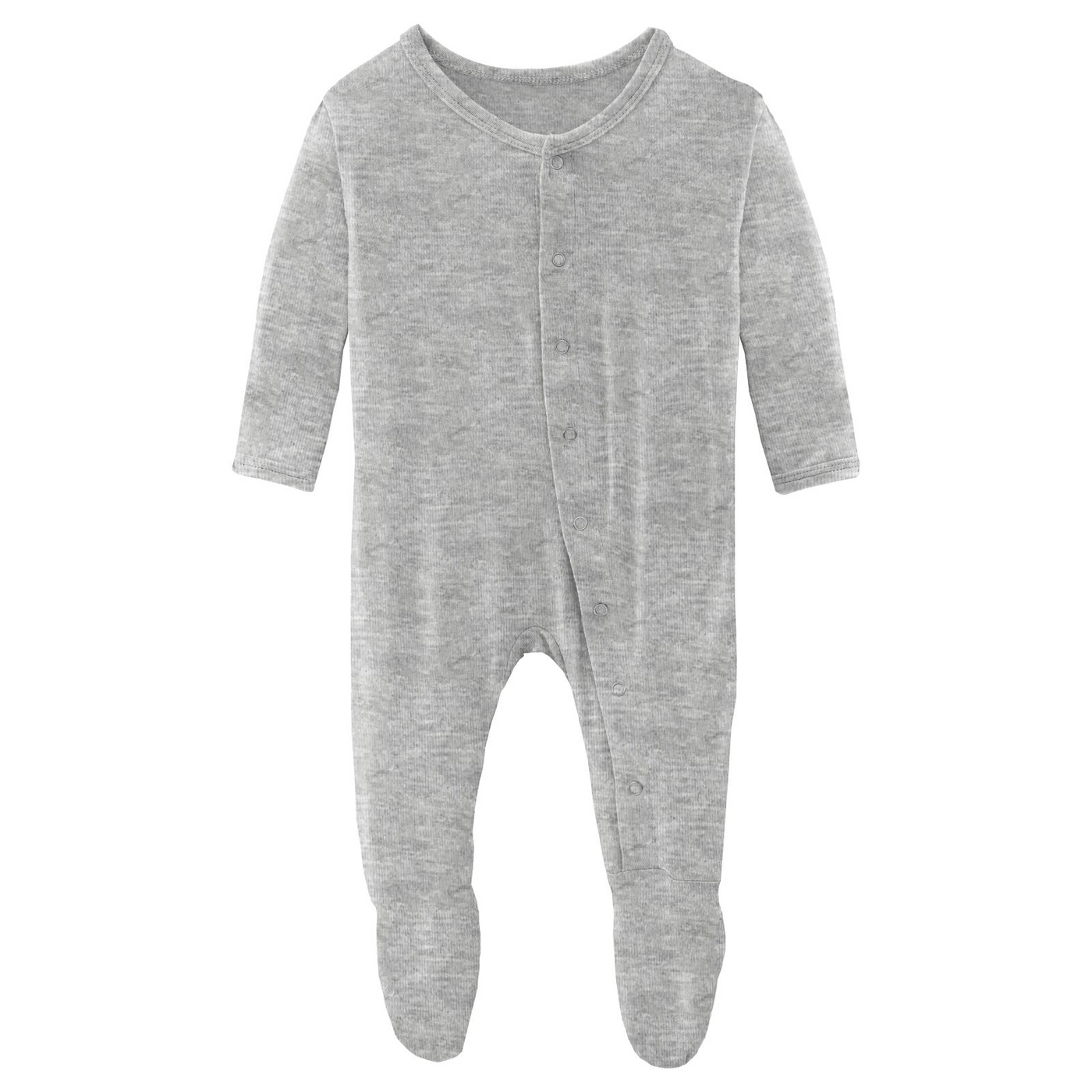 Kickee Pants Footie With Snaps: Solid Heathered Mist
