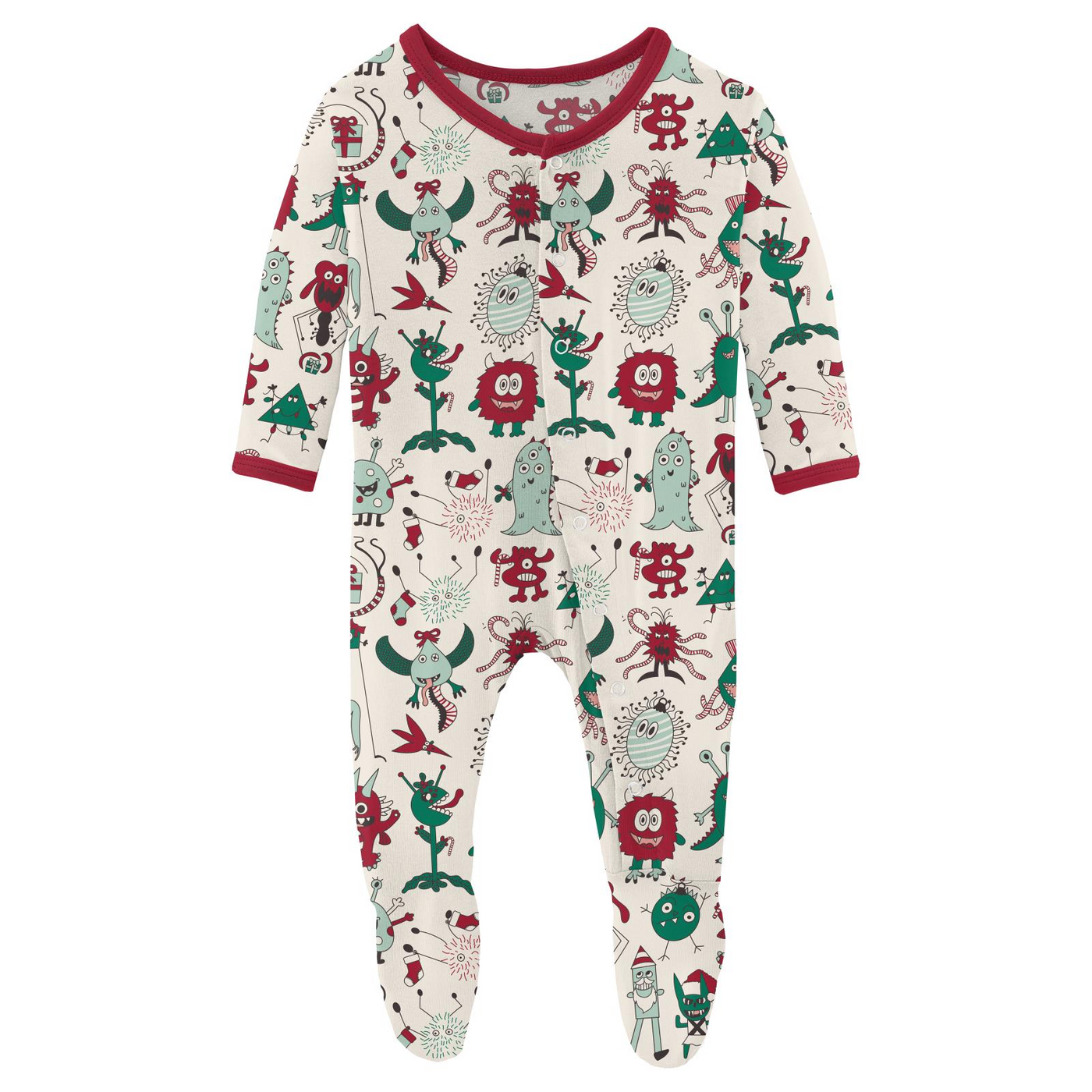 Kickee Pants Footie With Snaps: Merry Monsters