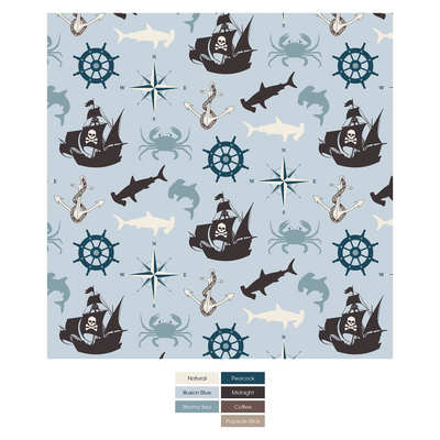 Kickee Pants Toddler Blanket: Illusion Blue Pirate Adventure