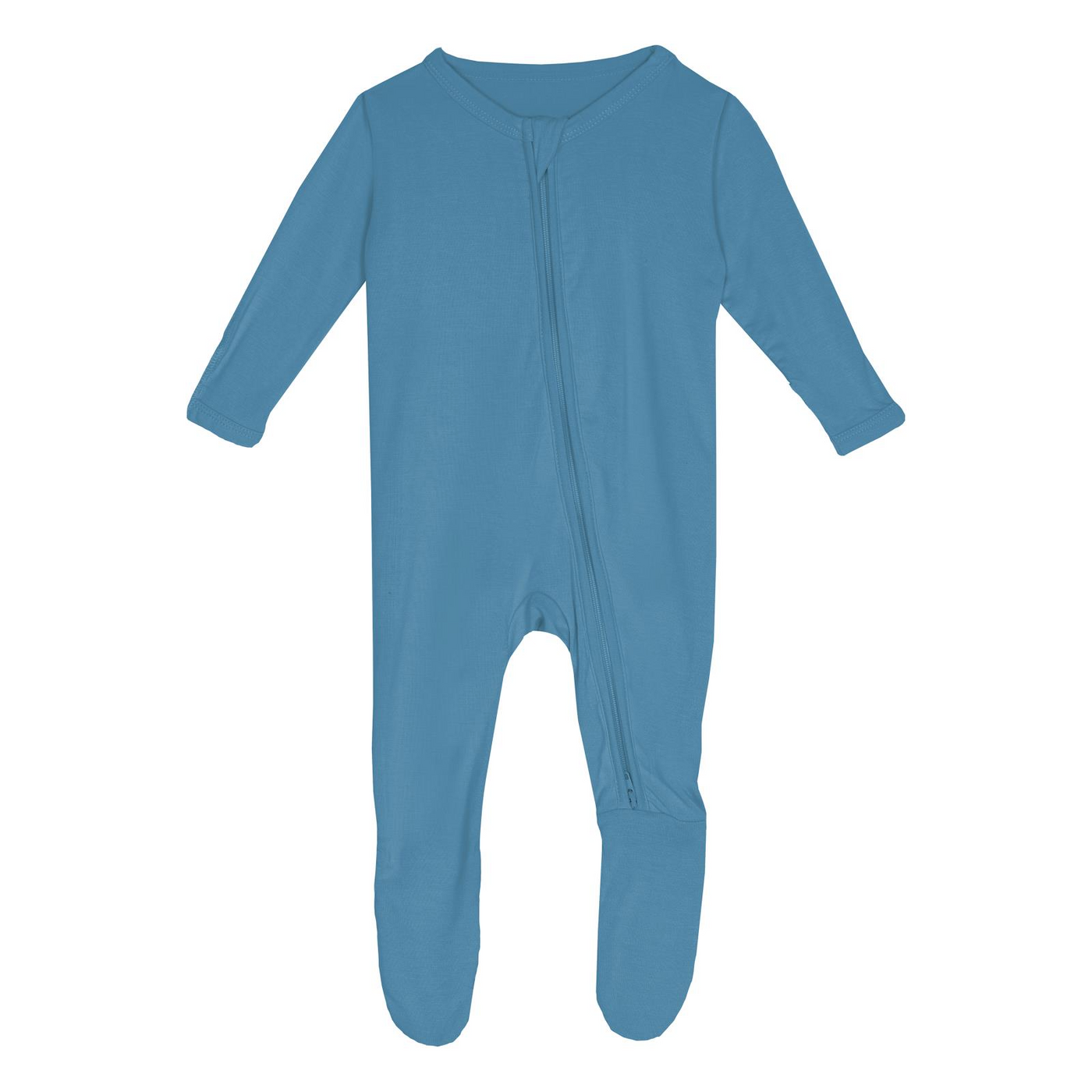 Kickee Pants Footie With Snaps: Solid Blue Moon
