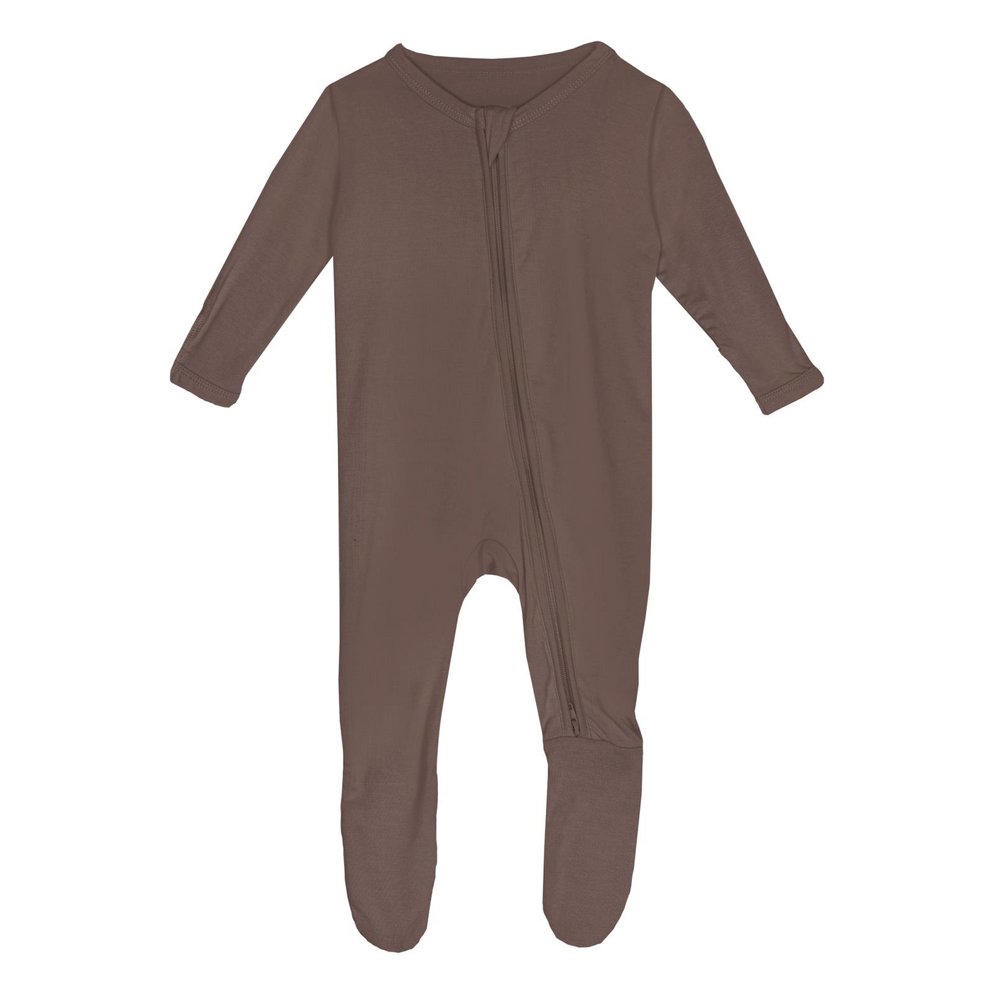 Kickee Pants Footie with 2 Way Zipper: Solid Coffee