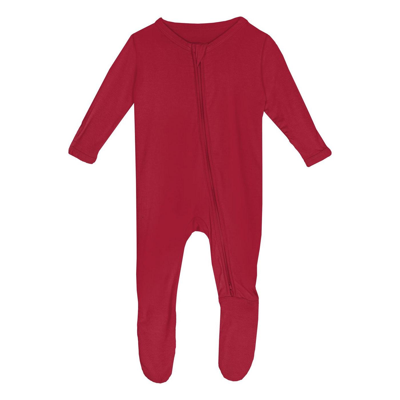 Kickee Pants Footie with 2 Way Zipper: Solid Crimson