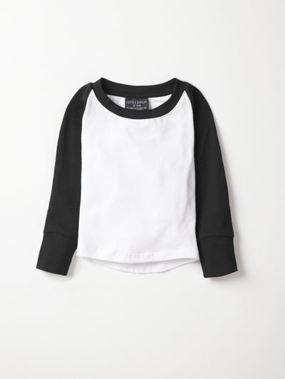 Little Bipsy Long Sleeve Baseball Tee: Black (Imperfect - Clearance)