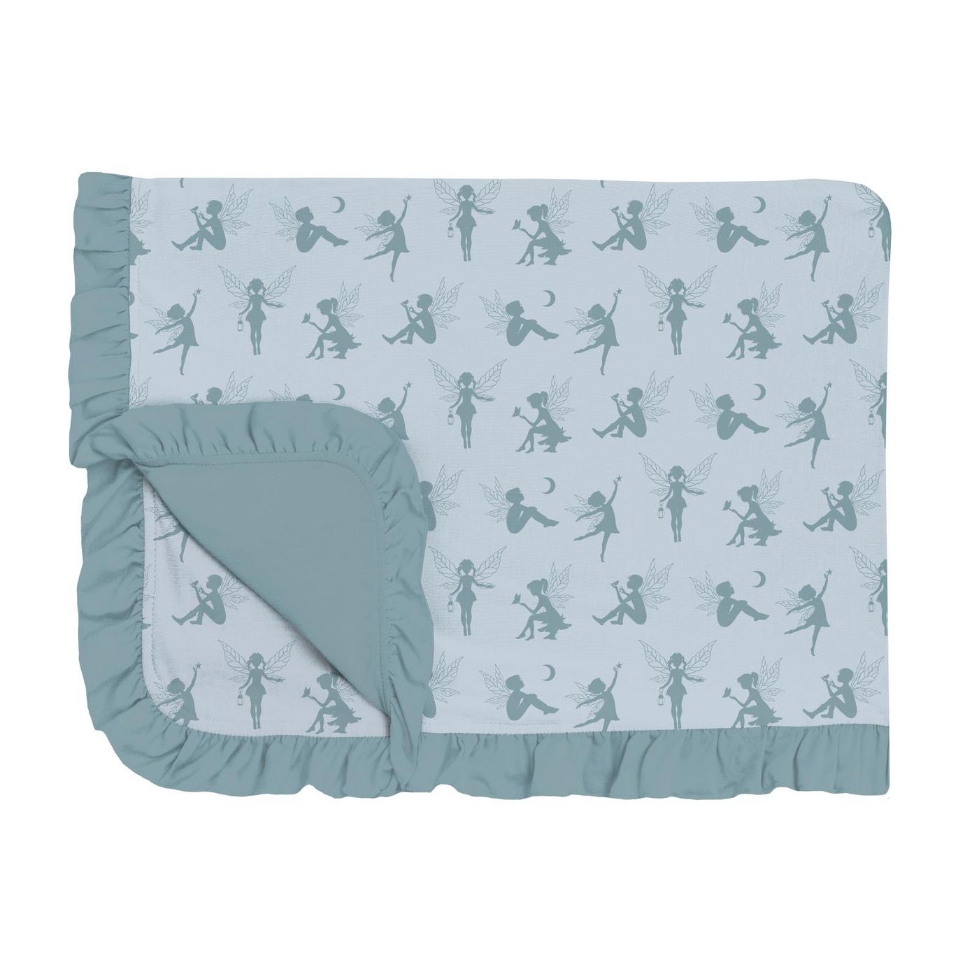 Kickee Pants Ruffle Toddler Blanket: Illusion Blue Forest Fairies