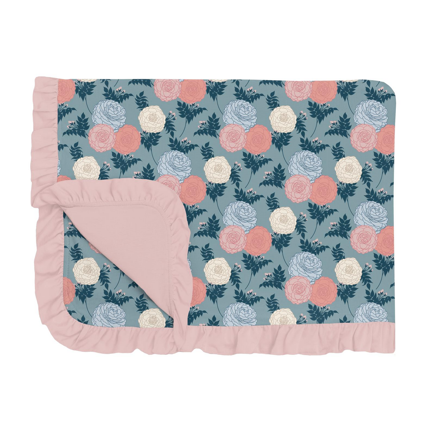 Kickee Pants Ruffle Toddler Blanket: Stormy Sea Enchanted Floral