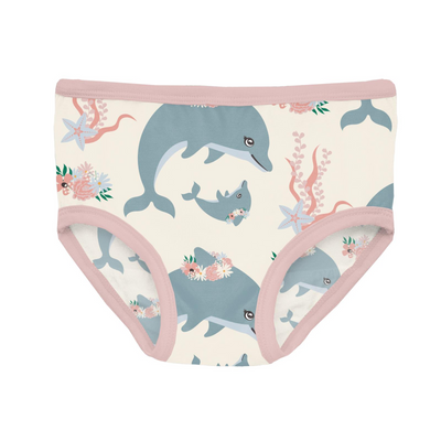 Kickee Pants Girls Underwear Set of 3: Natural Dolphins, Baby Rose & Baby Rose Stripe