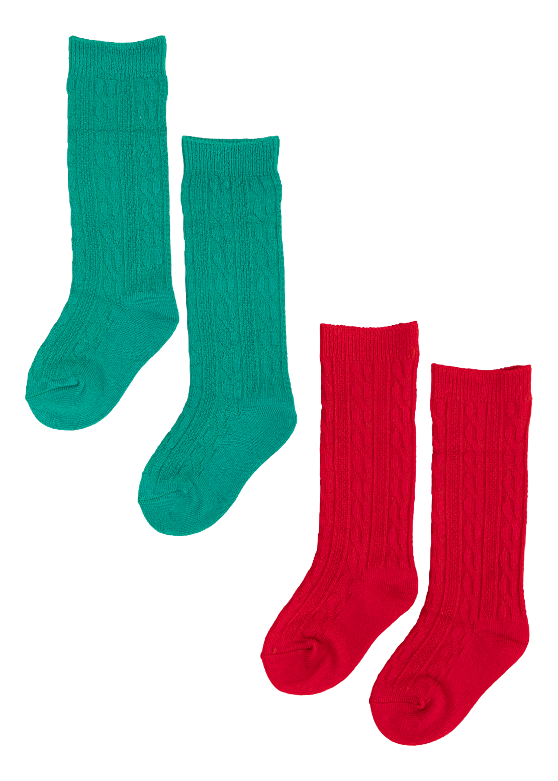 Birdie Bean Knee High Socks Set: Red and Green