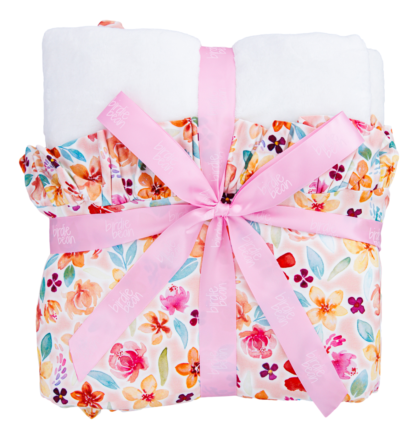 Birdie Bean Toddler Ruffle Plush Blanket: Pearl