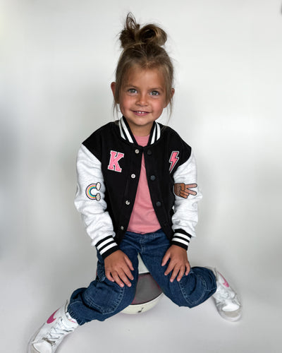 Little Bipsy Varsity Jacket: Black