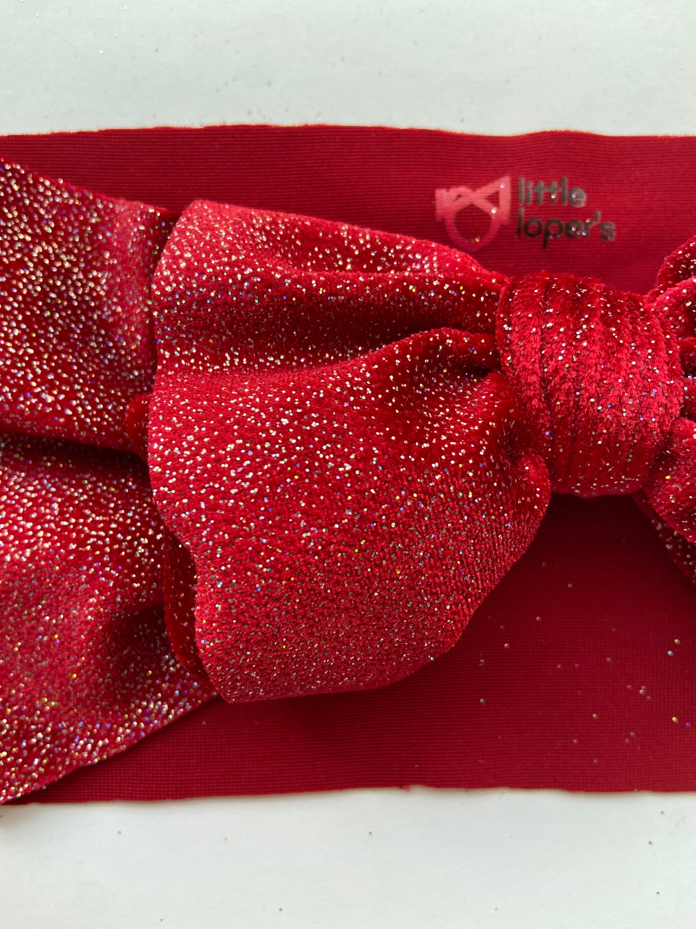 Little Lopers Bow: Red Velvet Shimmer