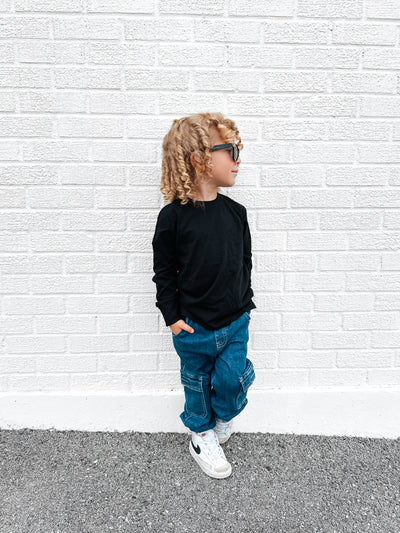 Little Bipsy Cargo Joggers: Classic Denim Wash