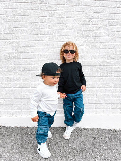 Little Bipsy Cargo Joggers: Classic Denim Wash