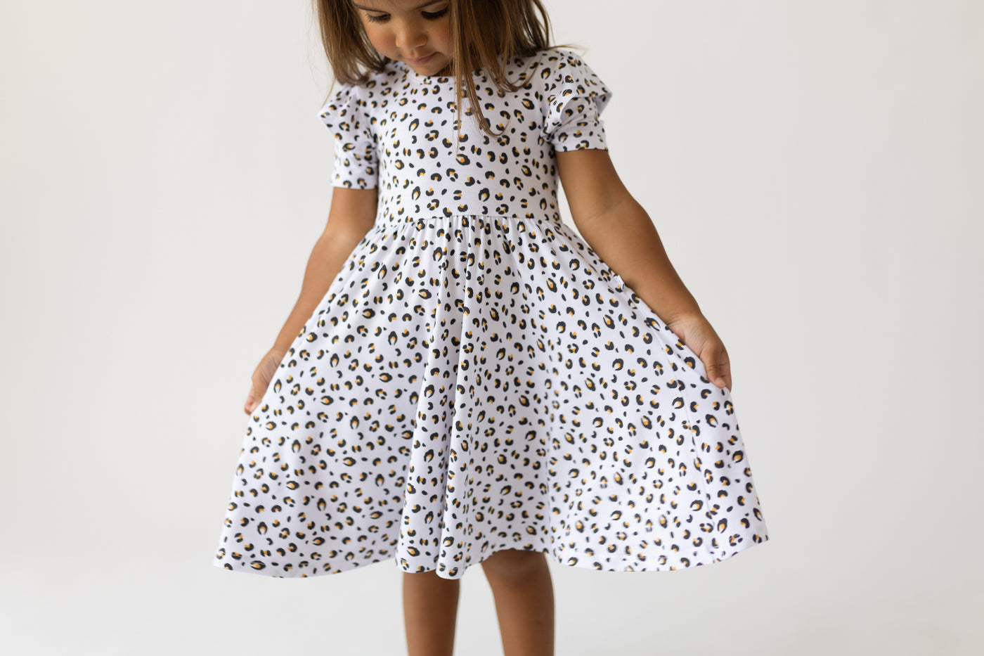 Laree + Co:  Allie Leopard Bamboo Ruffle Spin Dress