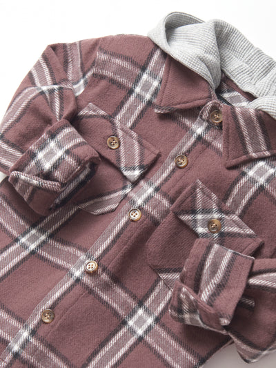 Little Bipsy Hooded Flannel: Huckleberry