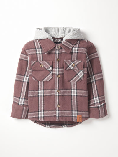 Little Bipsy Hooded Flannel: Huckleberry