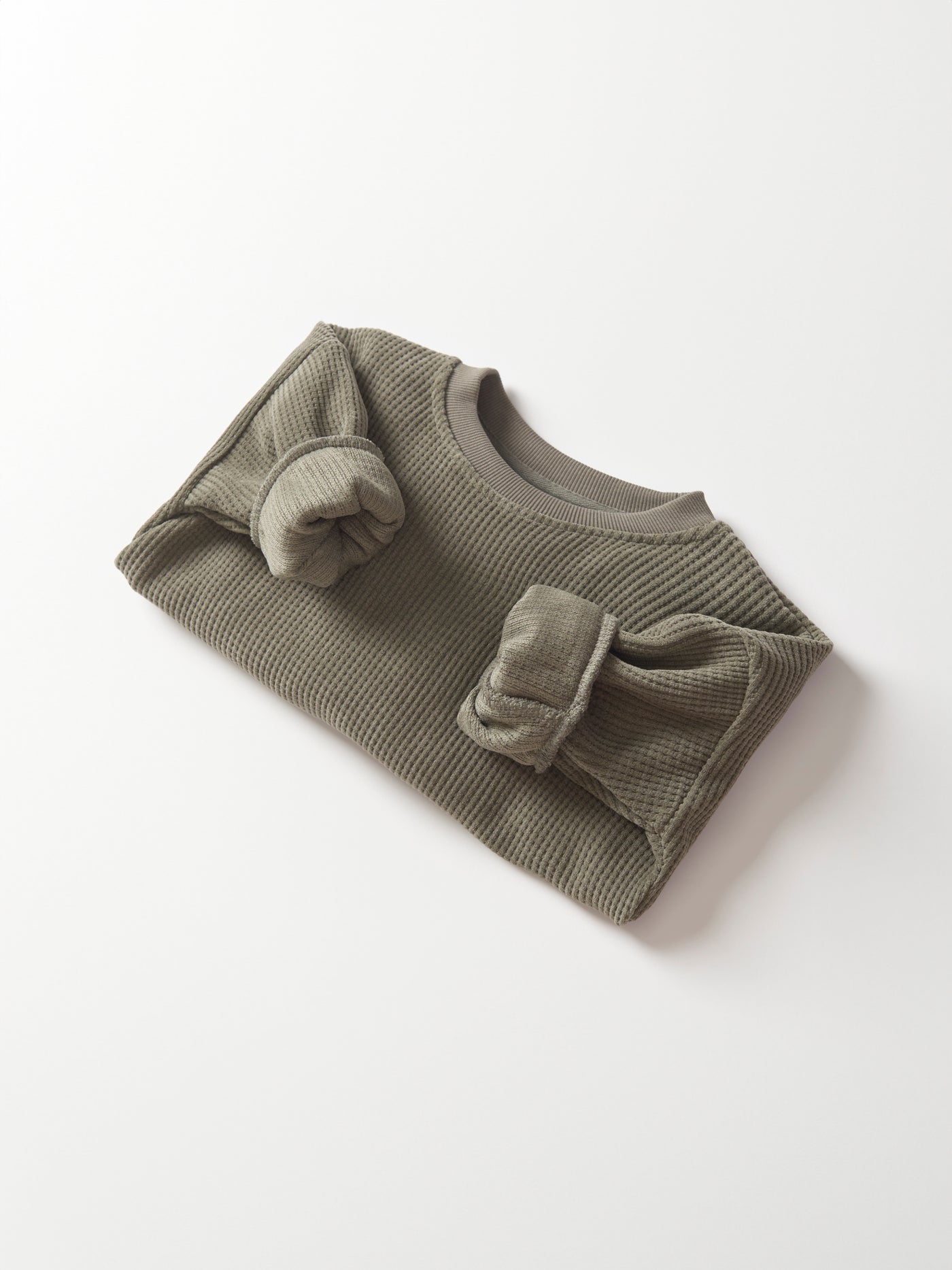 Little Bipsy Elevated Waffle Crewneck: Army Green