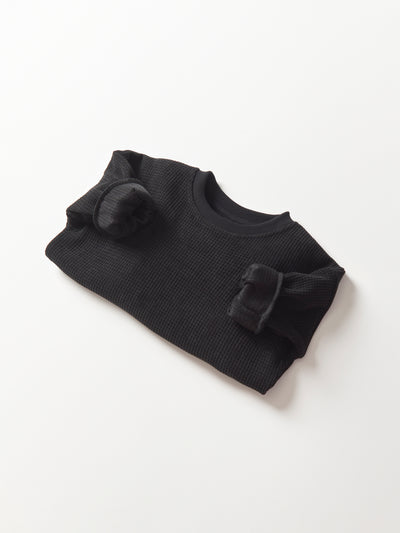 Little Bipsy Elevated Waffle Crewneck: Black