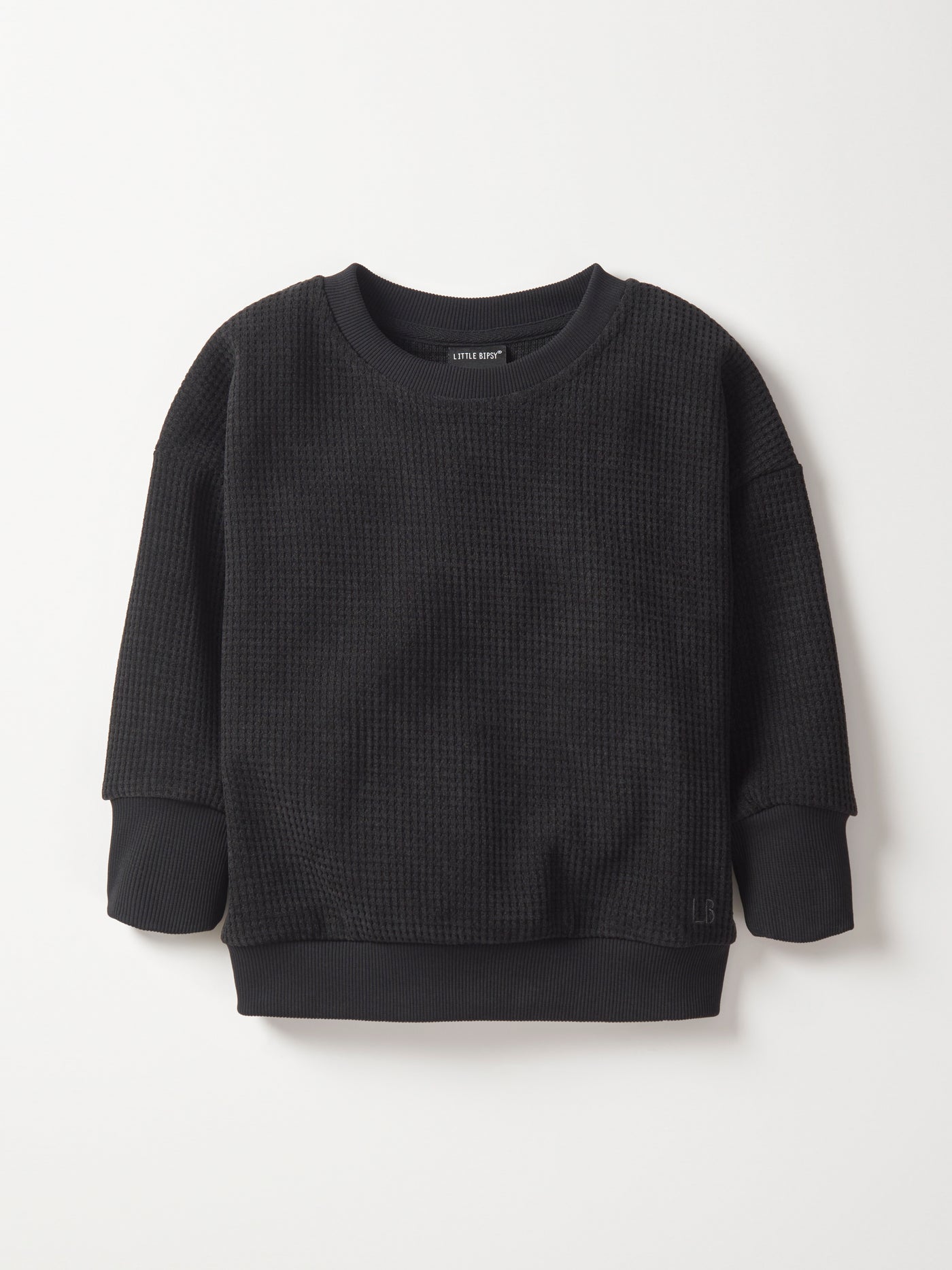 Little Bipsy Elevated Waffle Crewneck: Black