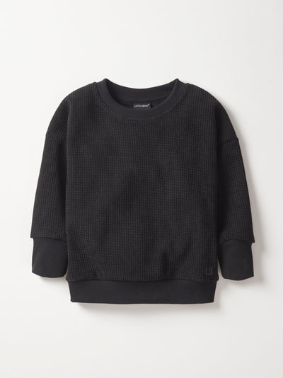 Little Bipsy Elevated Waffle Crewneck: Black