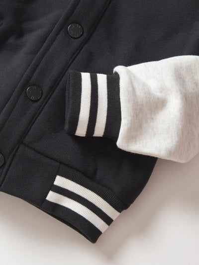 Little Bipsy Varsity Jacket: Black