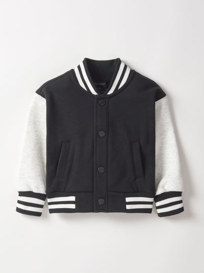 Little Bipsy Varsity Jacket: Black