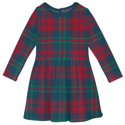 Kickee Pants Twirl Dress with Pockets: Peacock Plaid