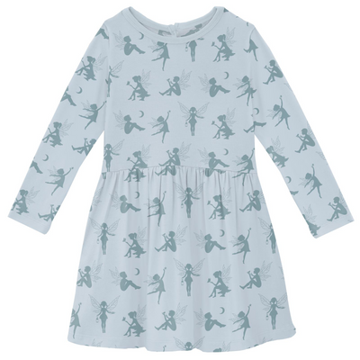 Kickee Pants Twirl Dress With Pockets: Illusion Blue Forest Fairies