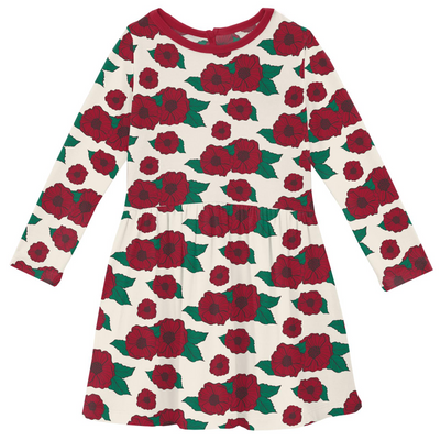 Kickee Pants Twirl Dress with Pockets: Holiday Poppies