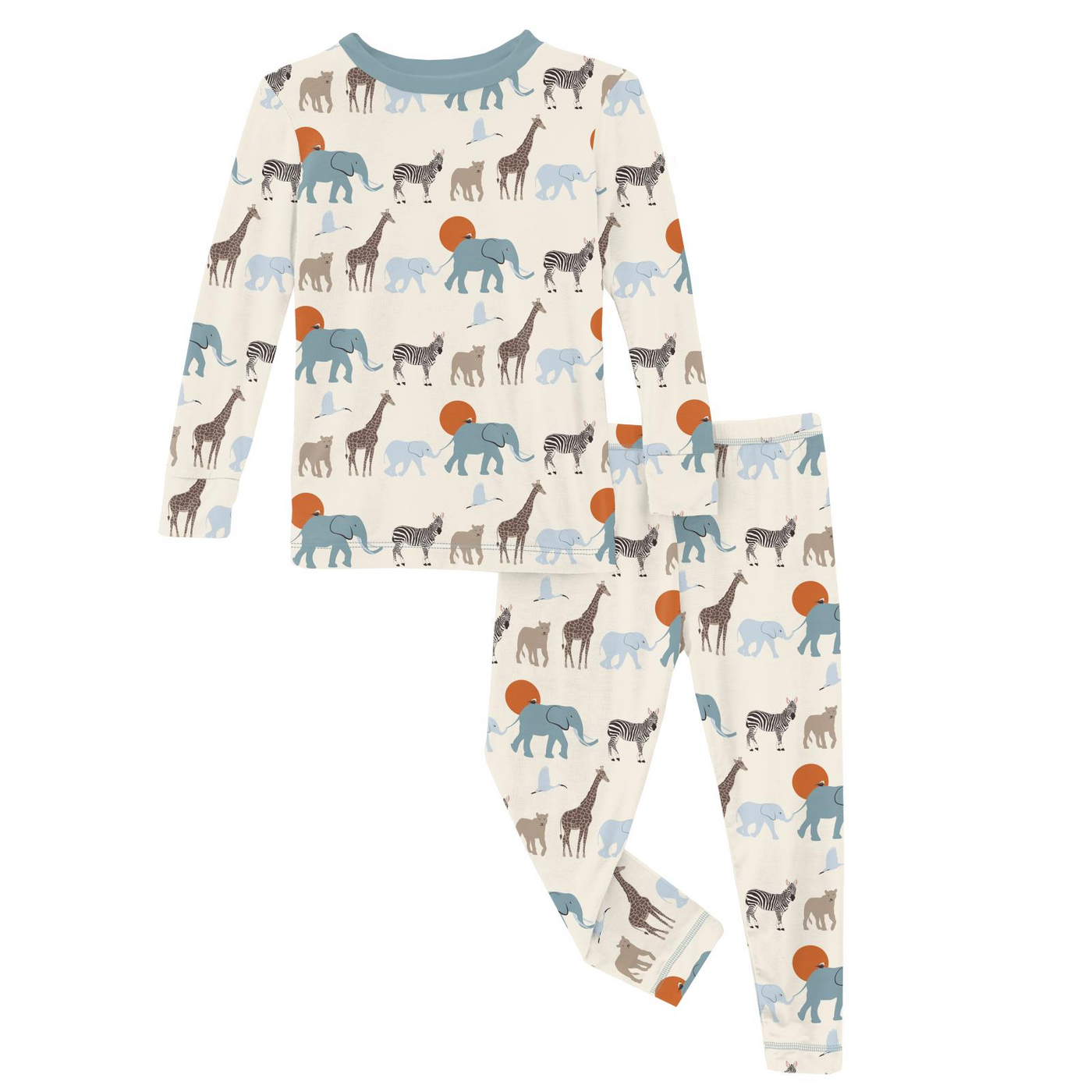 Kickee Pants Pajama Set: Natural Just So Animals