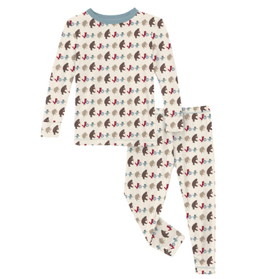 Kickee Pants Pajama Set: Natural Marching Band