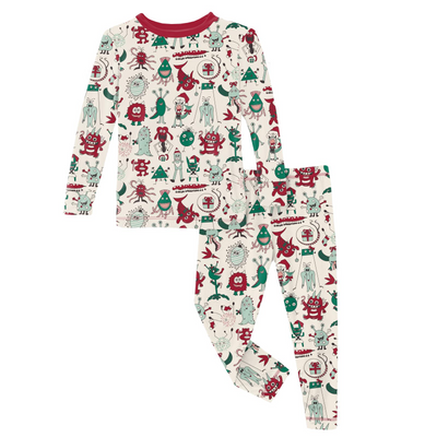 Kickee Pants Pajama Set: Merry Monsters