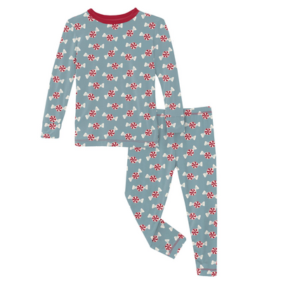 Kickee Pants Pajama Set: Stormy Sea Peppermints